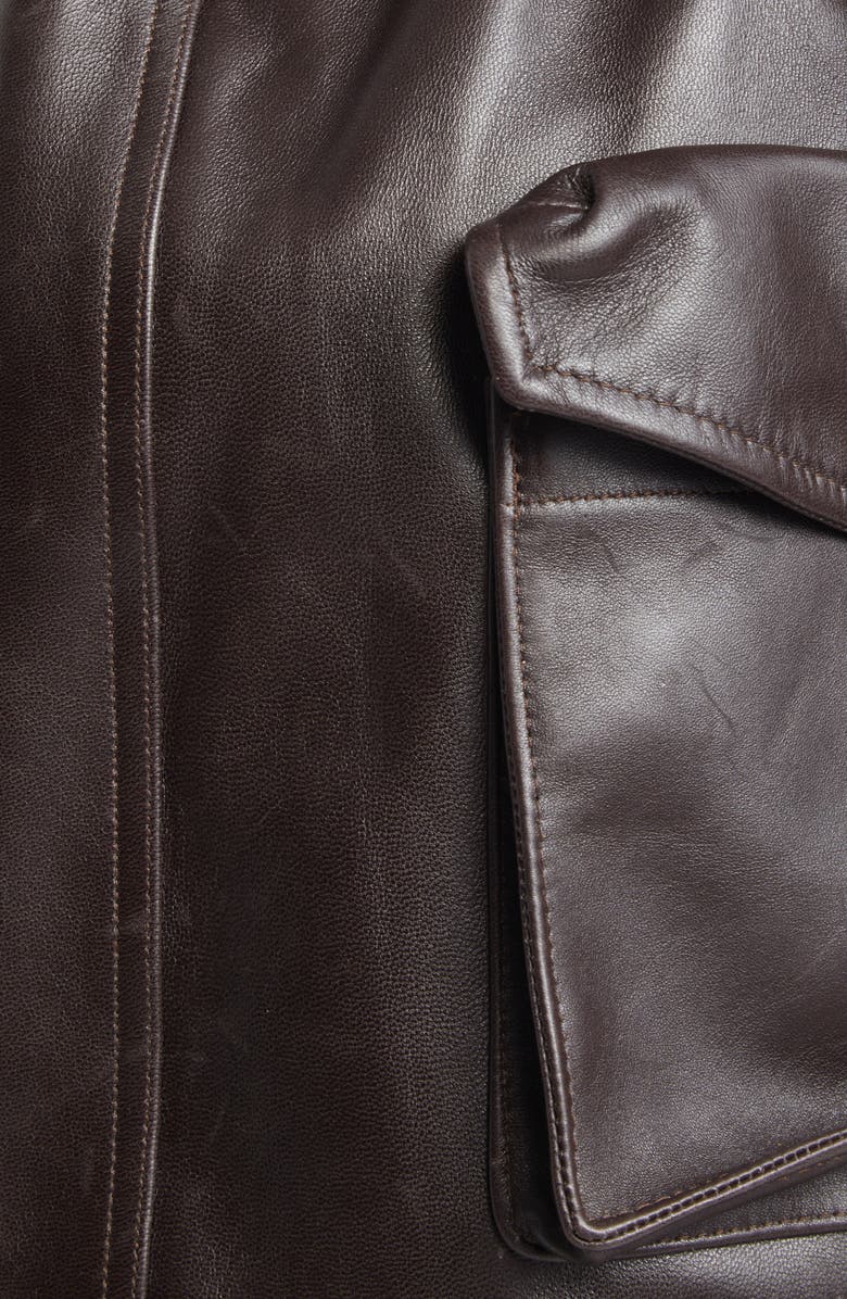 LaQuan Smith Leather Utility Miniskirt, Alternate, color, Chocolate