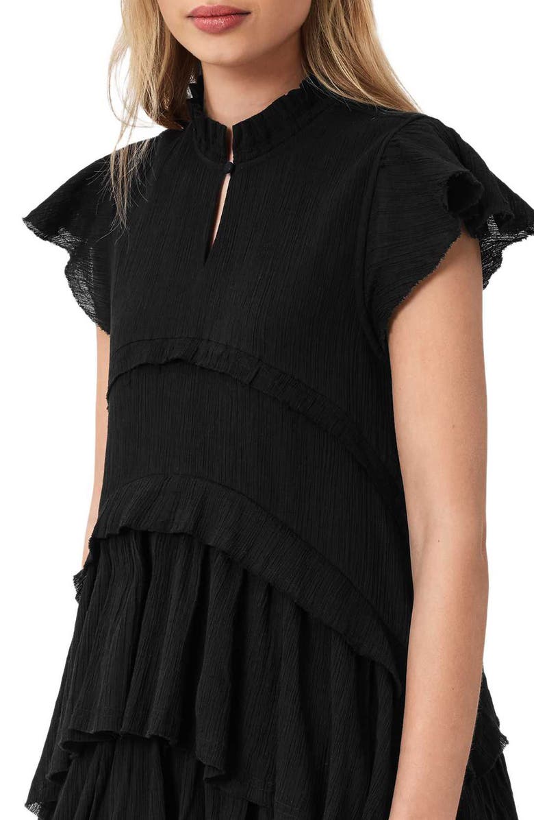 AllSaints Cavalry Layered Ruffle High-Low Dress, Alternate, color, Black