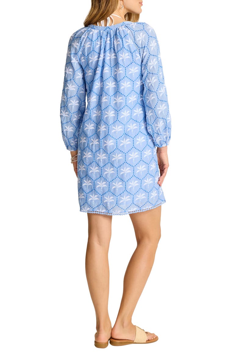 Catalina Coast Eyelet Long Sleeve Cover-Up Dress, Alternate, color, BLUE PARROT