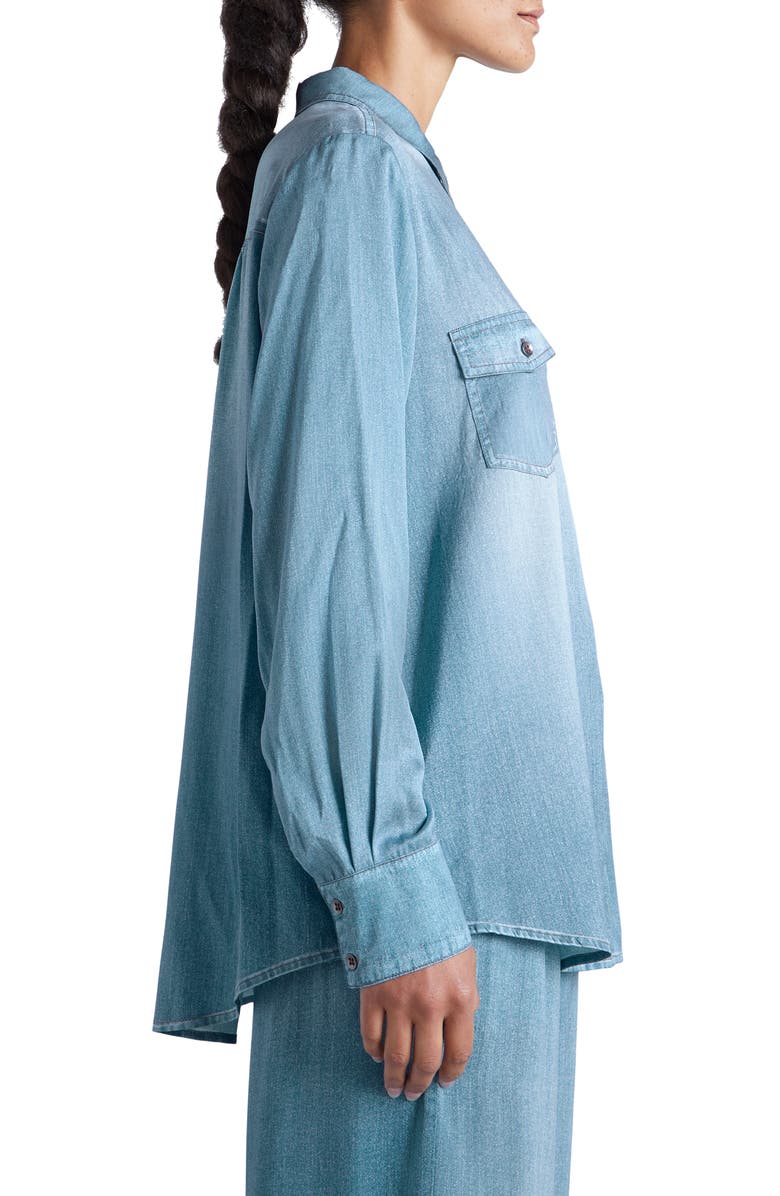 Splendid x Kate Young Stretch Silk Button-Up Shirt, Alternate, color, 