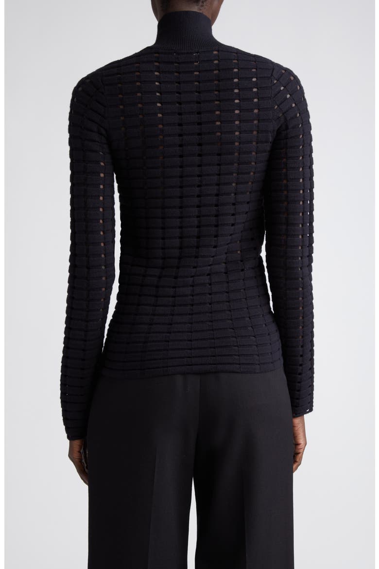 Dimensional Pointelle Stitch Turtleneck Sweater, Alternate, color, BLACK