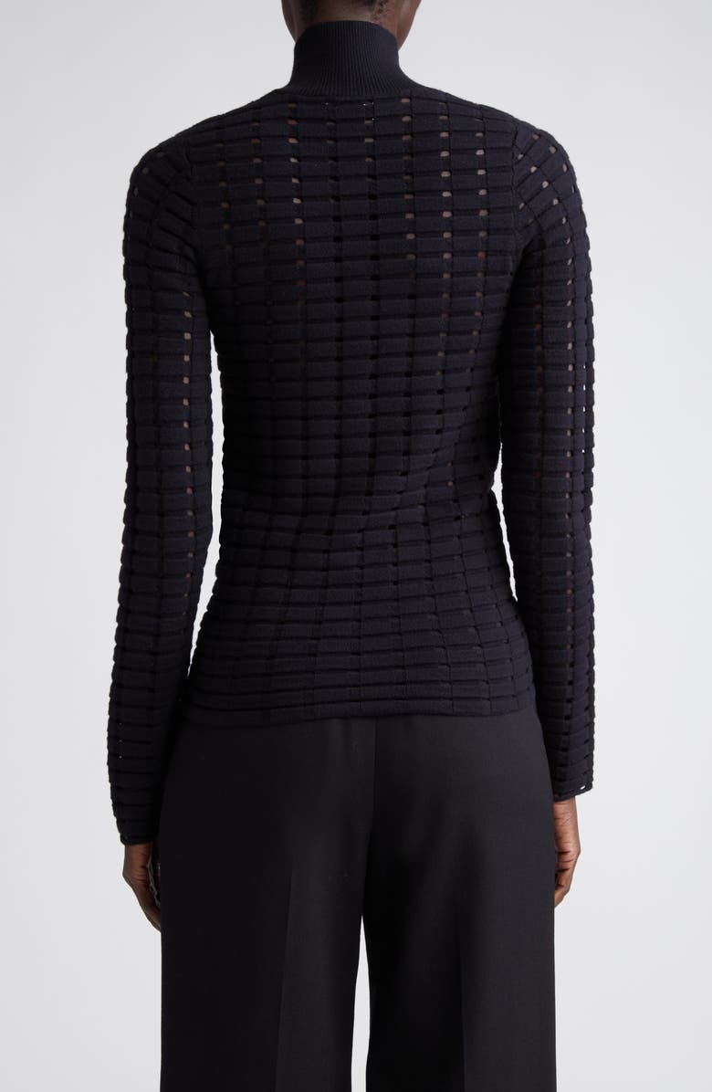 ST. JOHN Dimensional Pointelle Stitch Turtleneck Sweater, Alternate, color,