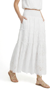 Change of Scenery Charlie Eyelet Embroidered Smock Waist Slit Skirt