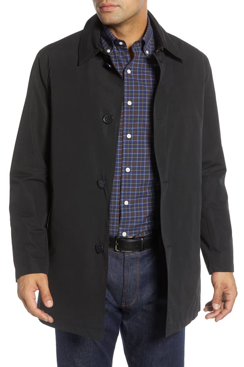 Water Resistant Car Coat, Main, color, BLACK