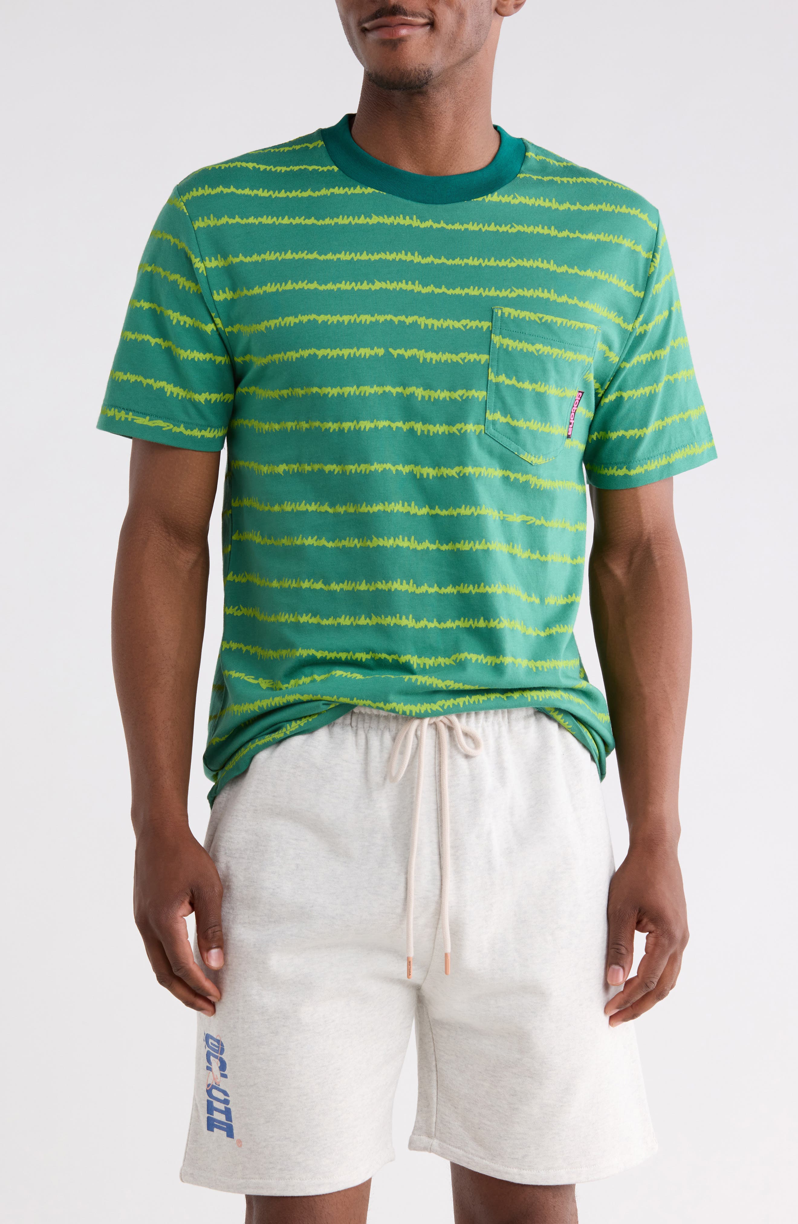 Gotcha EKG Stripe Cotton Pocket T-Shirt