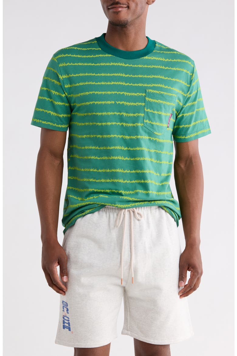 EKG Stripe Cotton Pocket T-Shirt, Main, color, BOTTLE GREEN