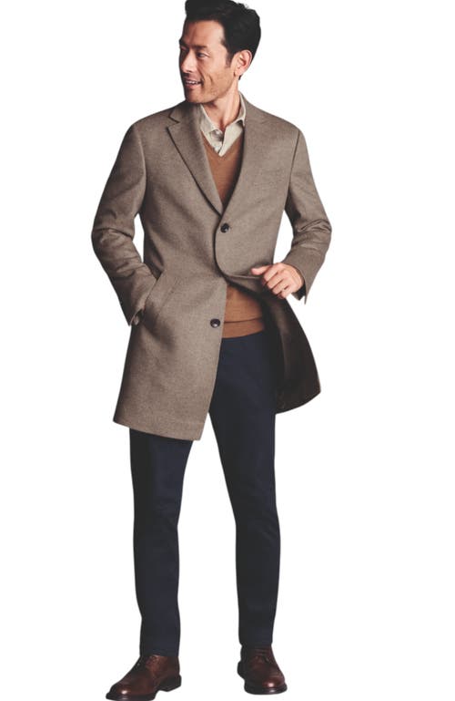Charles Tyrwhitt Pure Wool Overcoat In Oatmeal