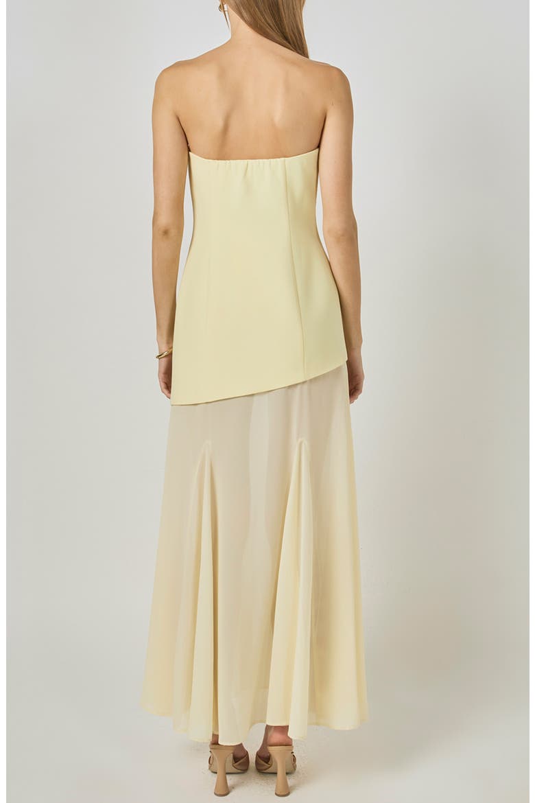 Strapless Combined Godet Maxi Dress, Alternate, color, YELLOW