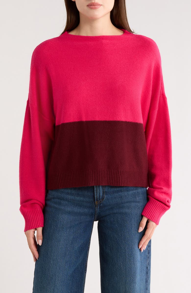 Lucy Paris Frances Colorblock Sweater, Main, color, Fuchsia