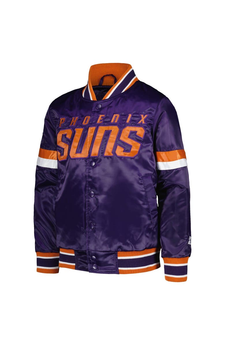STARTER Youth Starter Purple Phoenix Suns Home Game Varsity Satin Full-Snap Jacket, Alternate, color, Purple