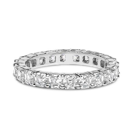 14K White Gold 2 1/3 Cttw Asscher Cut Lab Grown Diamond Eternity Band Ring