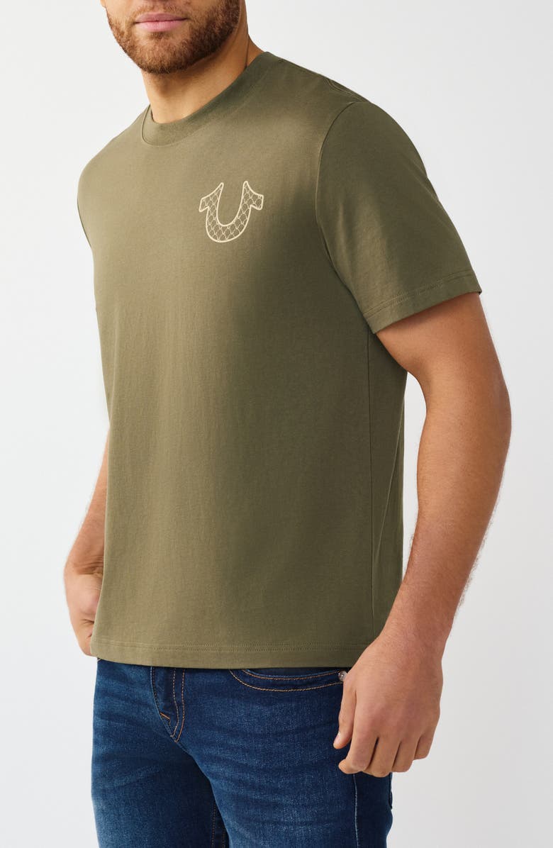 True Religion Horseshoe Buddha Graphic T-Shirt, Alternate, color, Kalamata