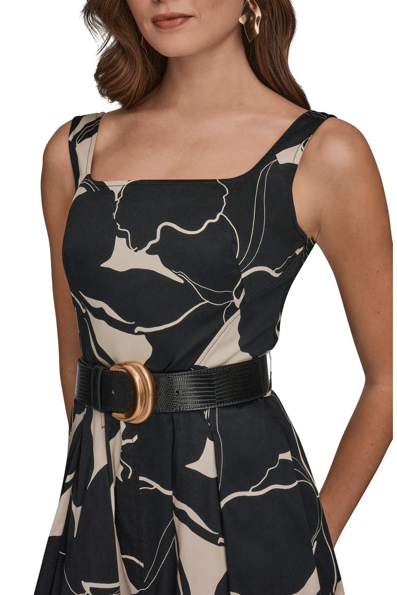 women's belted fit & flare midi dress DKNY Women's Ruched-Sleeve Belted Fit and Flare Midi Dress