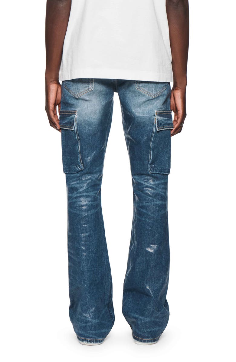 PURPLE BRAND Coated Flare Cargo Jeans, Alternate, color, Dark Indigo