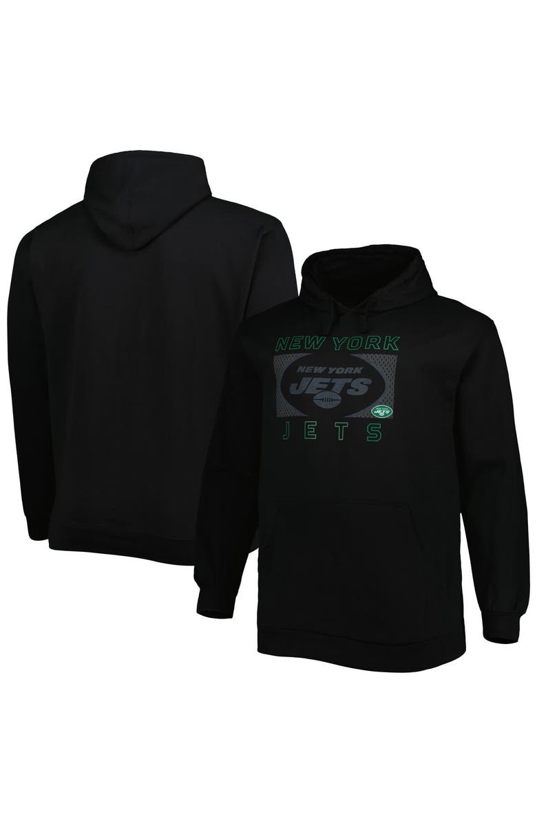 FANATICS Men's Fanatics Branded Black New York Jets Big & Tall Pop of Color Pullover Hoodie, Main, color,