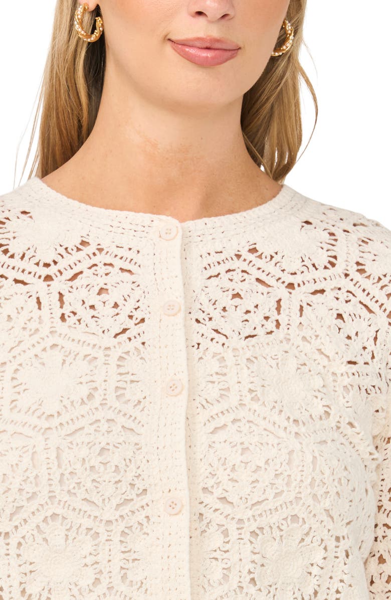 Vince Camuto Crochet Cardigan, Alternate, color, True Cream