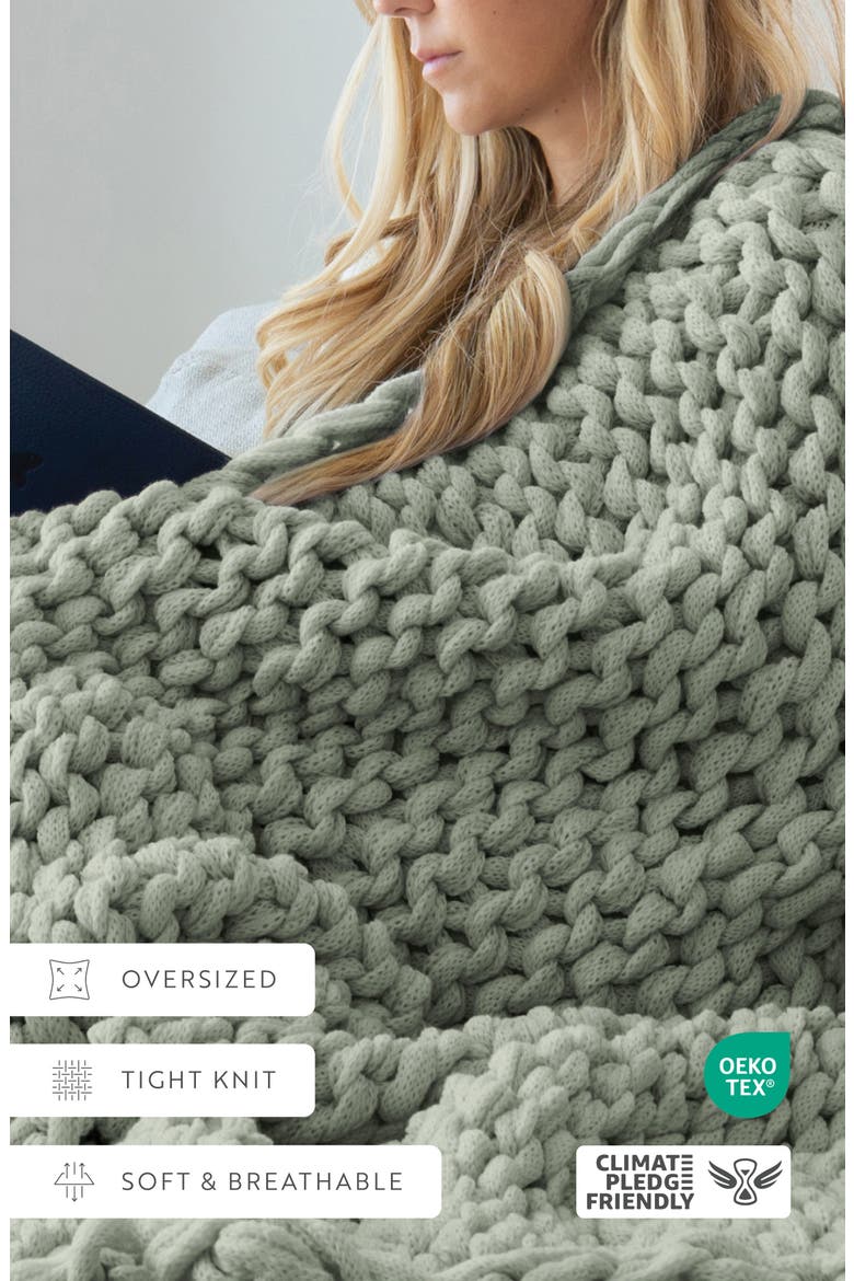 Chunky Knit Throw Blanket, Alternate, color, EUCALYPTUS