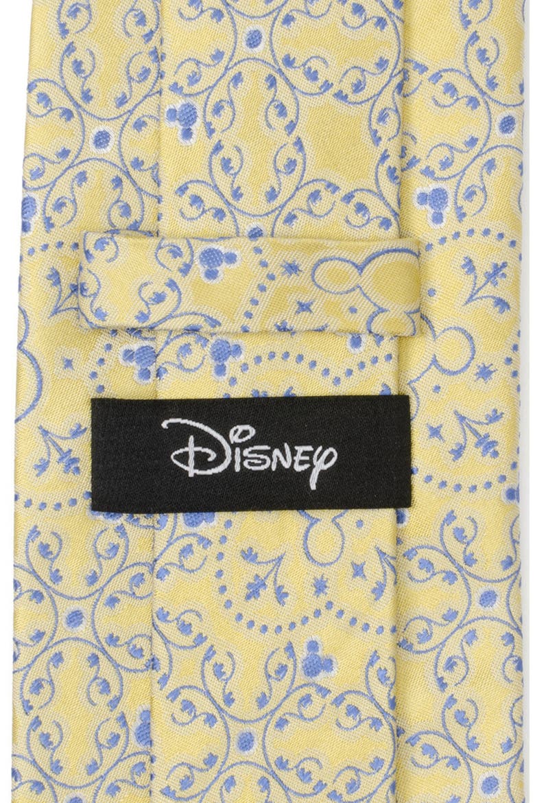 x Disney Mickey Floral Silk Tie, Alternate, color, YELLOW