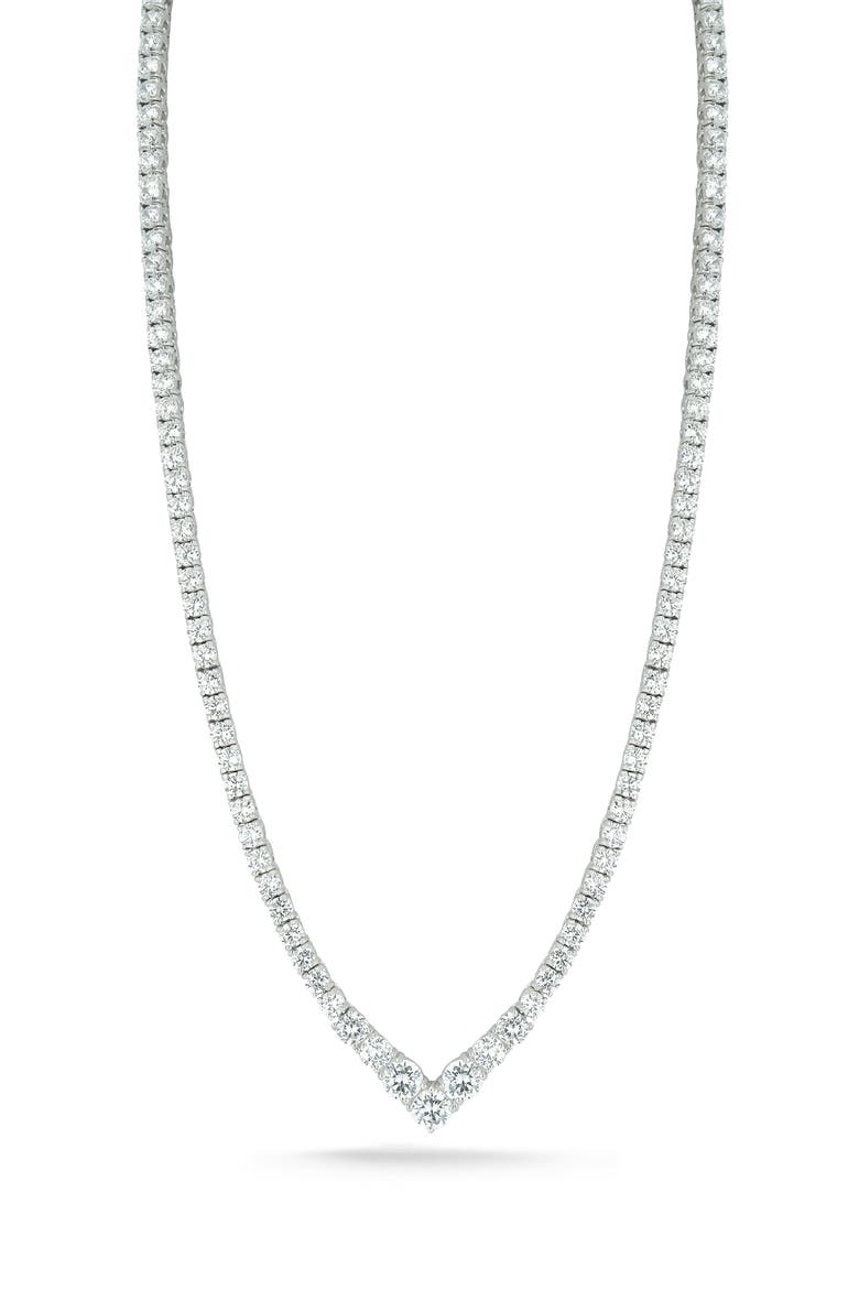 Crystal V-Front Tennis Necklace, Main, color, SILVER