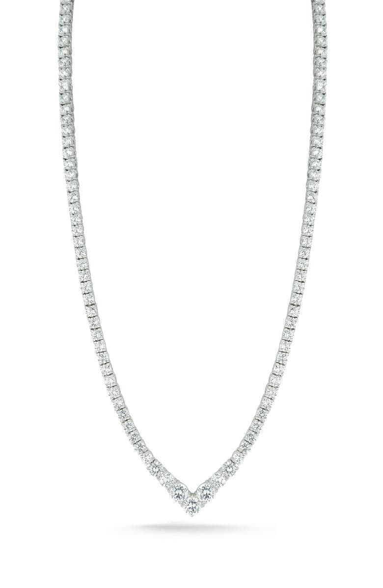 CHLOE AND MADISON Crystal V-Front Tennis Necklace, Main, color, Silver