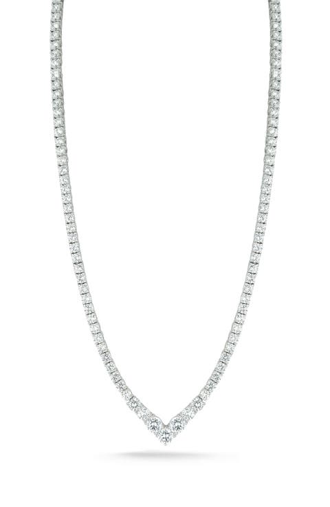 Crystal V-Front Tennis Necklace