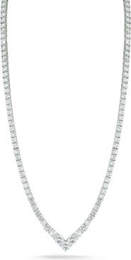CHLOE AND MADISON Crystal V-Front Tennis Necklace