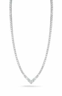 CHLOE AND MADISON Crystal V-Front Tennis Necklace