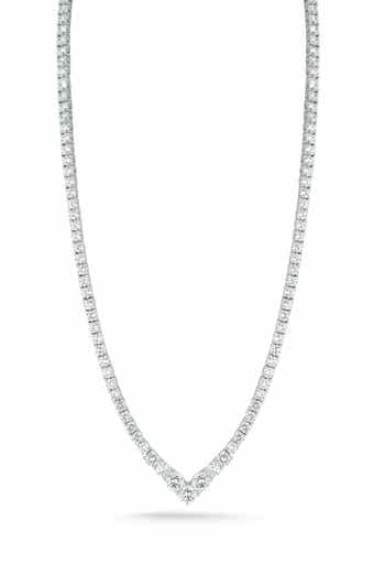 CHLOE AND MADISON Crystal V-Front Tennis Necklace