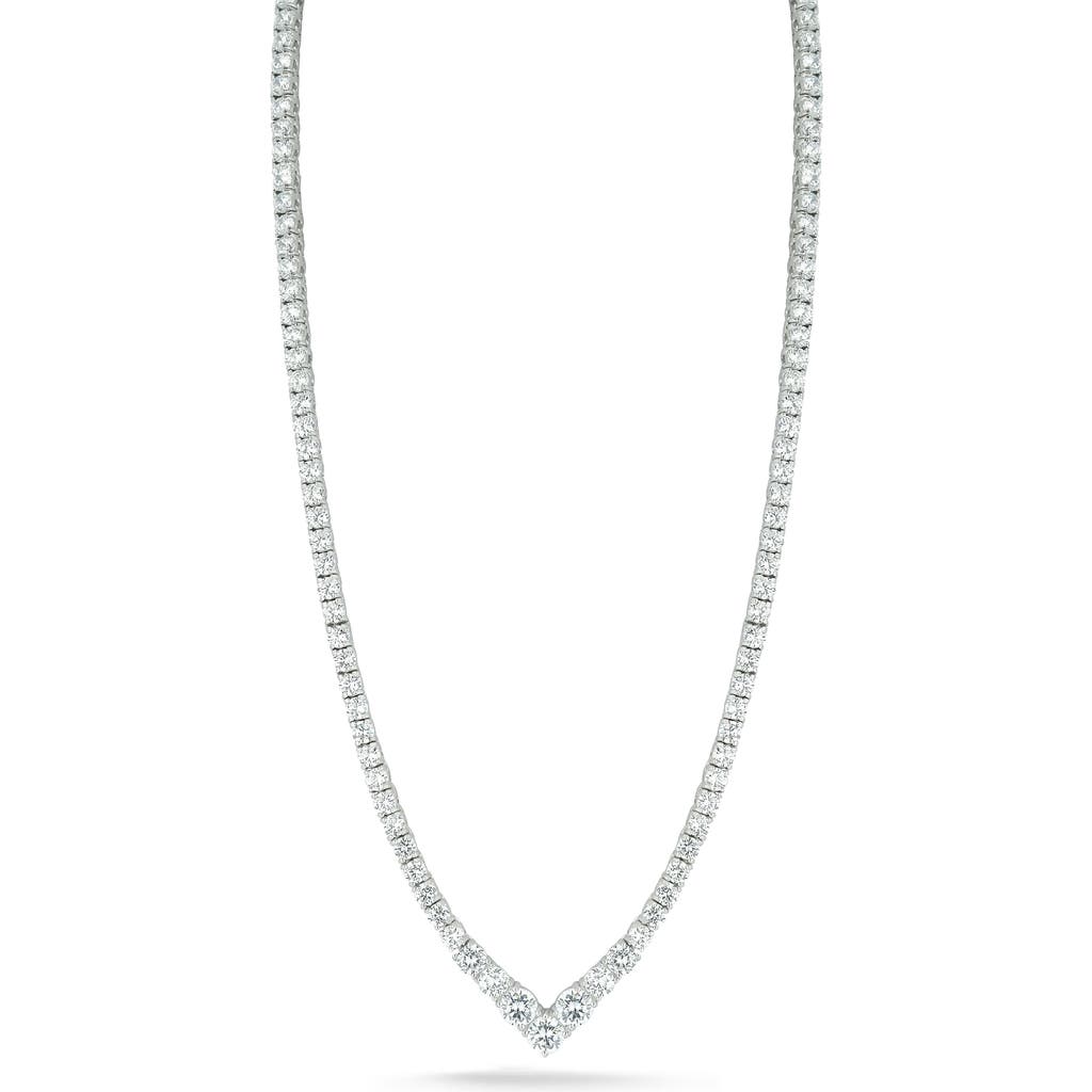 Chloe & Madison Chloe And Madison Crystal V-front Tennis Necklace In Silver