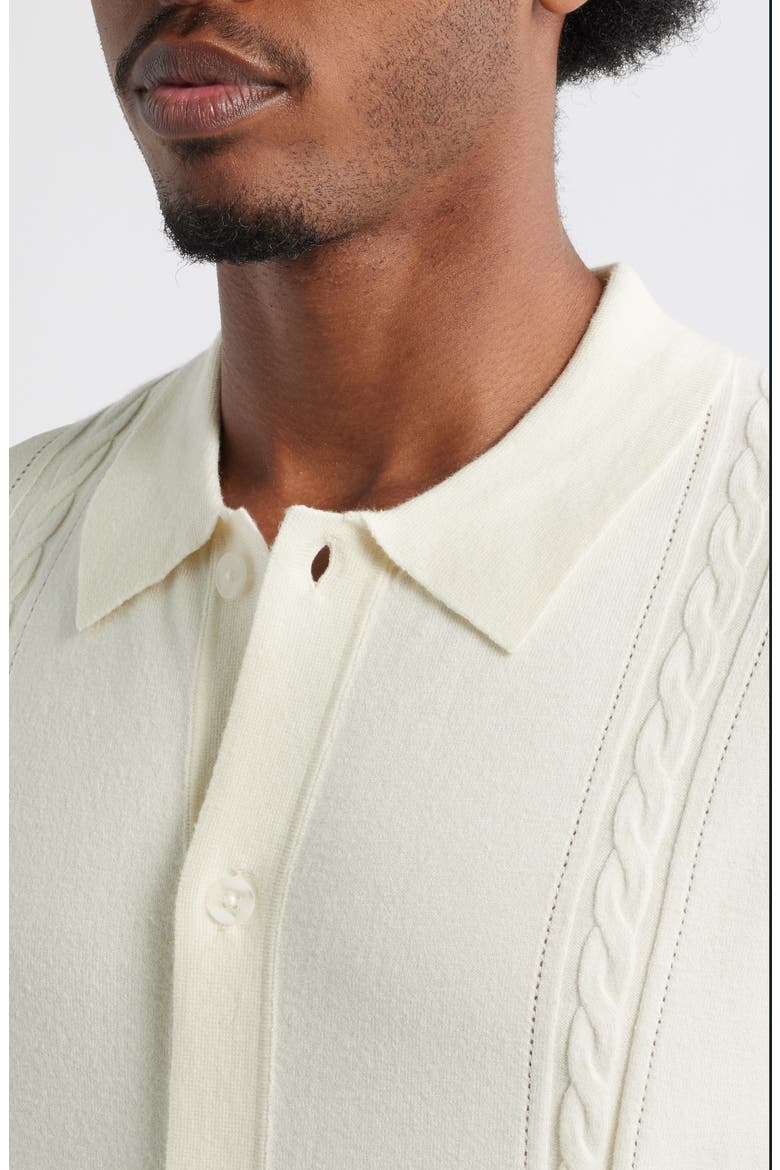 Cable Detail Short Sleeve Cardigan, Alternate, color, IVORY DOVE