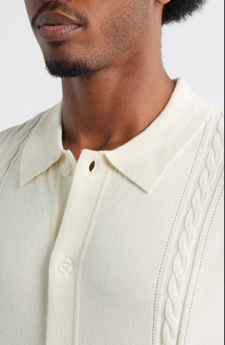 Open Edit Cable Detail Short Sleeve Cardigan, Alternate, color, Ivory Dove