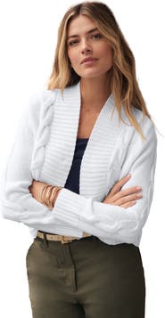 Jessica London Cable Knit Open-Front Shrug Sweater