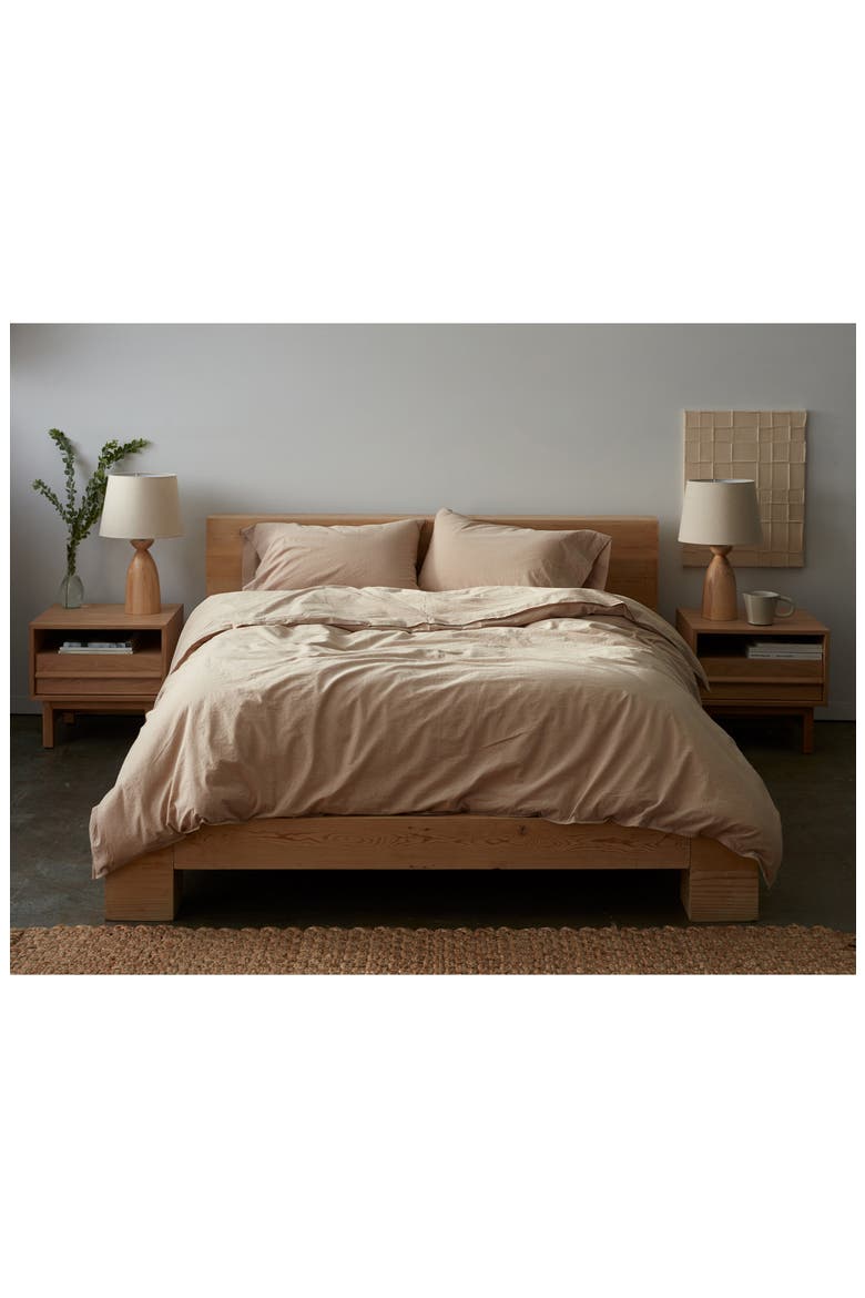 Crinkled Organic Cotton Percale Duvet Cover, Alternate, color, HAZEL CHAMBRAY