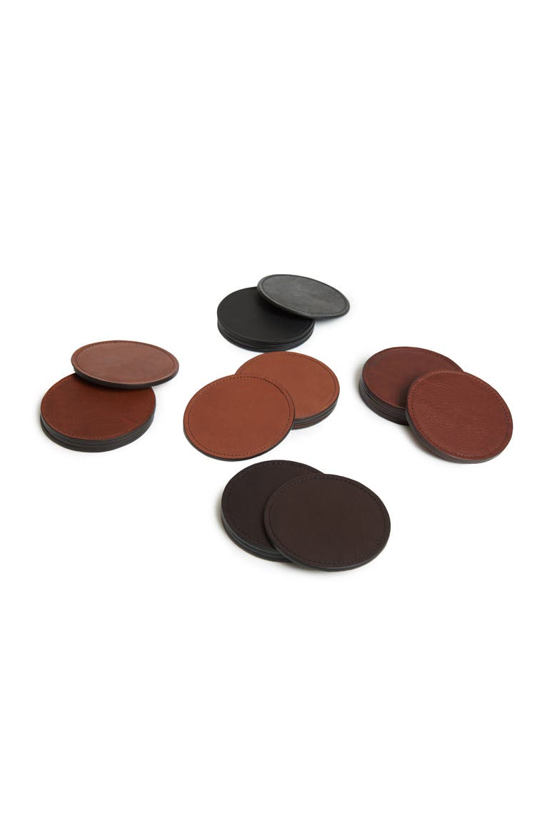 Blake Leather Coaster Set, Alternate, color, Chocolate