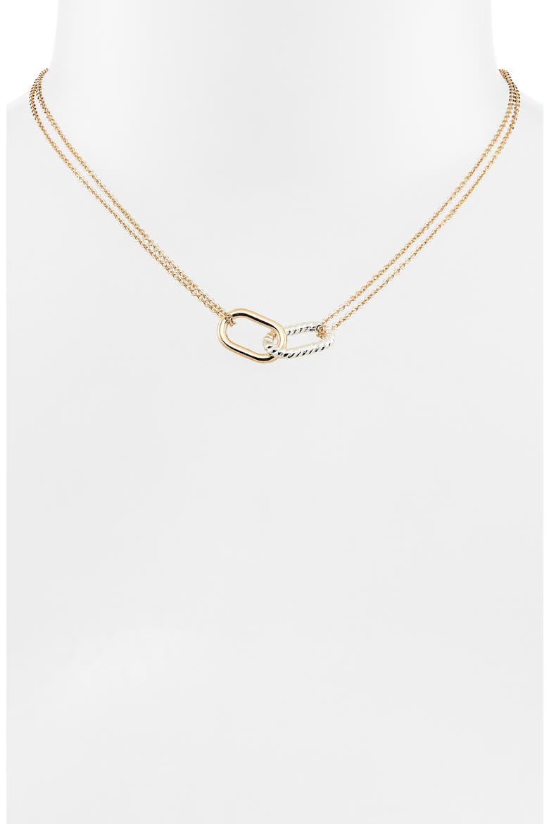 Two-Tone Paper Clip Link Pendant Necklace, Alternate, color, GOLD- SILVER