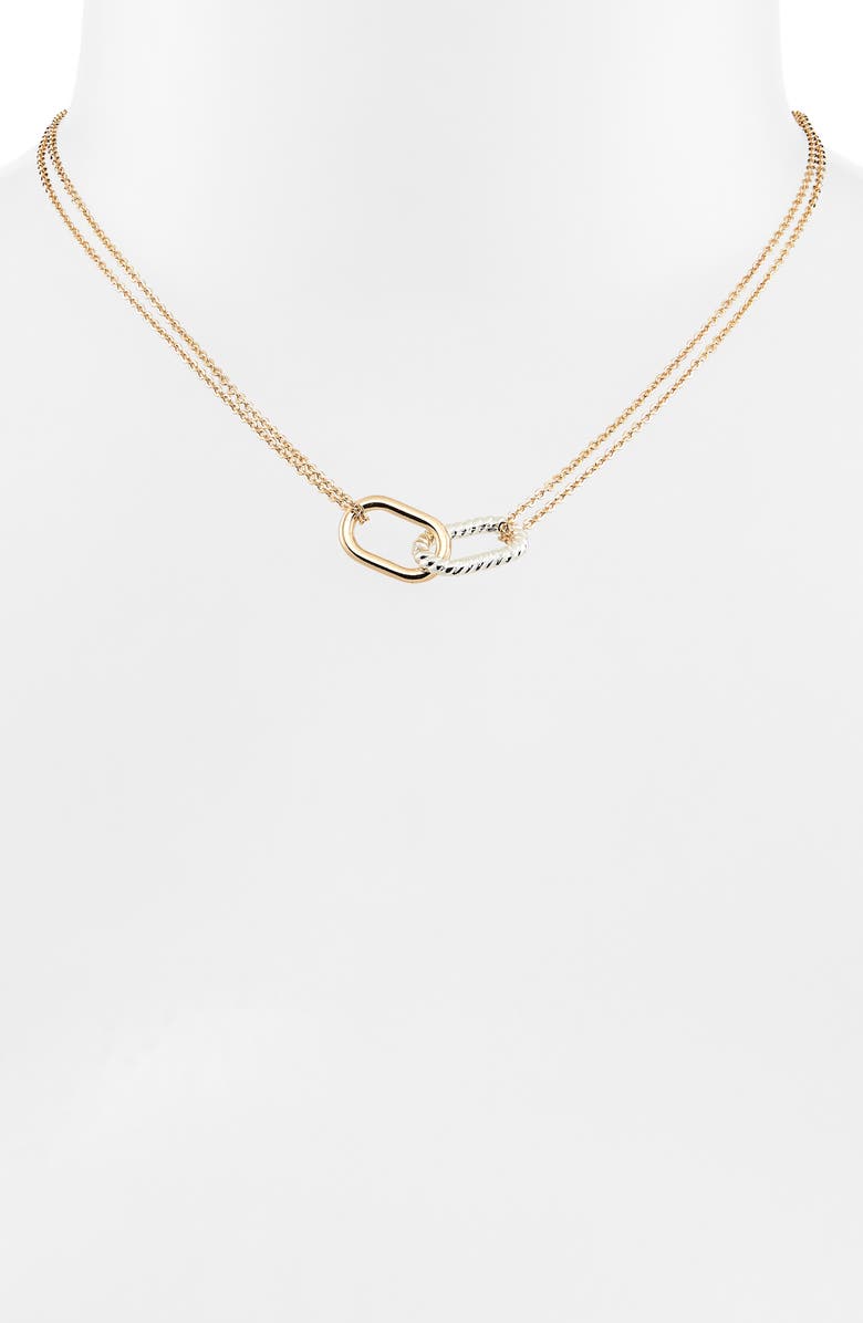 NORDSTROM RACK Two-Tone Paper Clip Link Pendant Necklace, Alternate, color, Gold- Silver