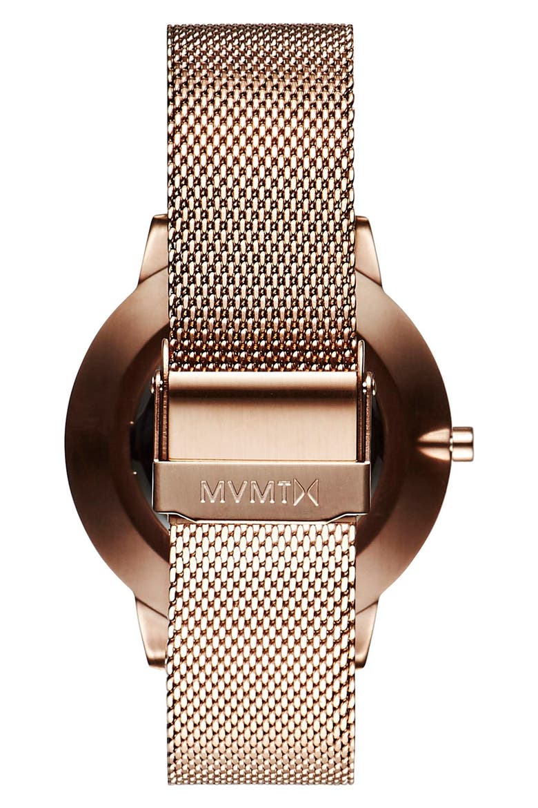 MVMT Boulevard Mesh Strap Watch, 38mm, Alternate, color, ROSE GOLD/ WHITE