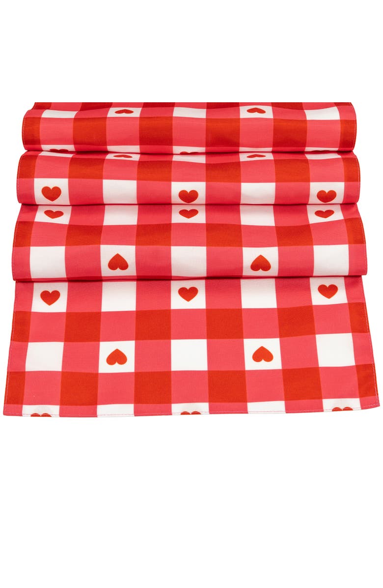 Northlight Checkered Hearts Valentine's Day Table Runner - 72" - Red and White, Alternate, color, 