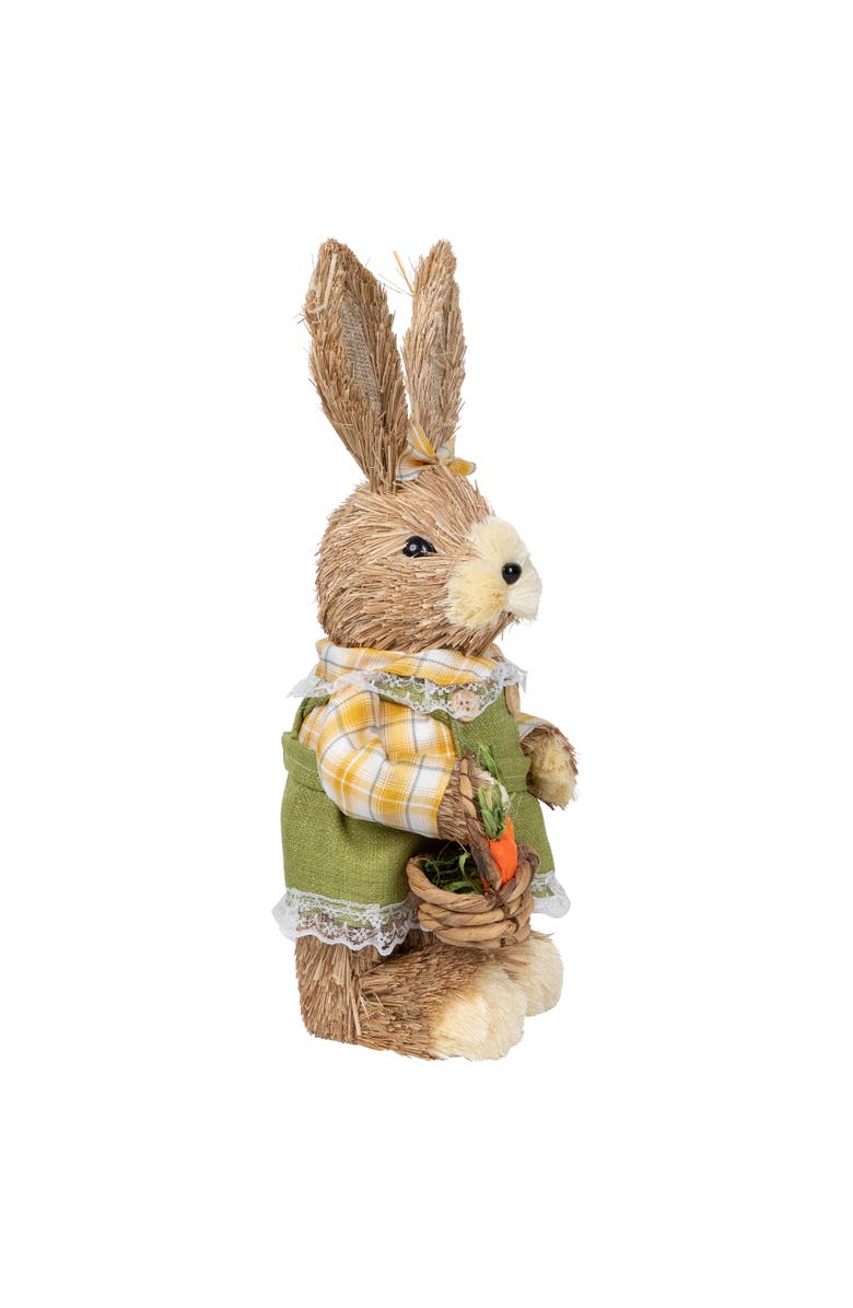 Northlight Girl Sisal Rabbit with Easter Basket Figure - 13.75" - Yellow and Green, Alternate, color, Yellow