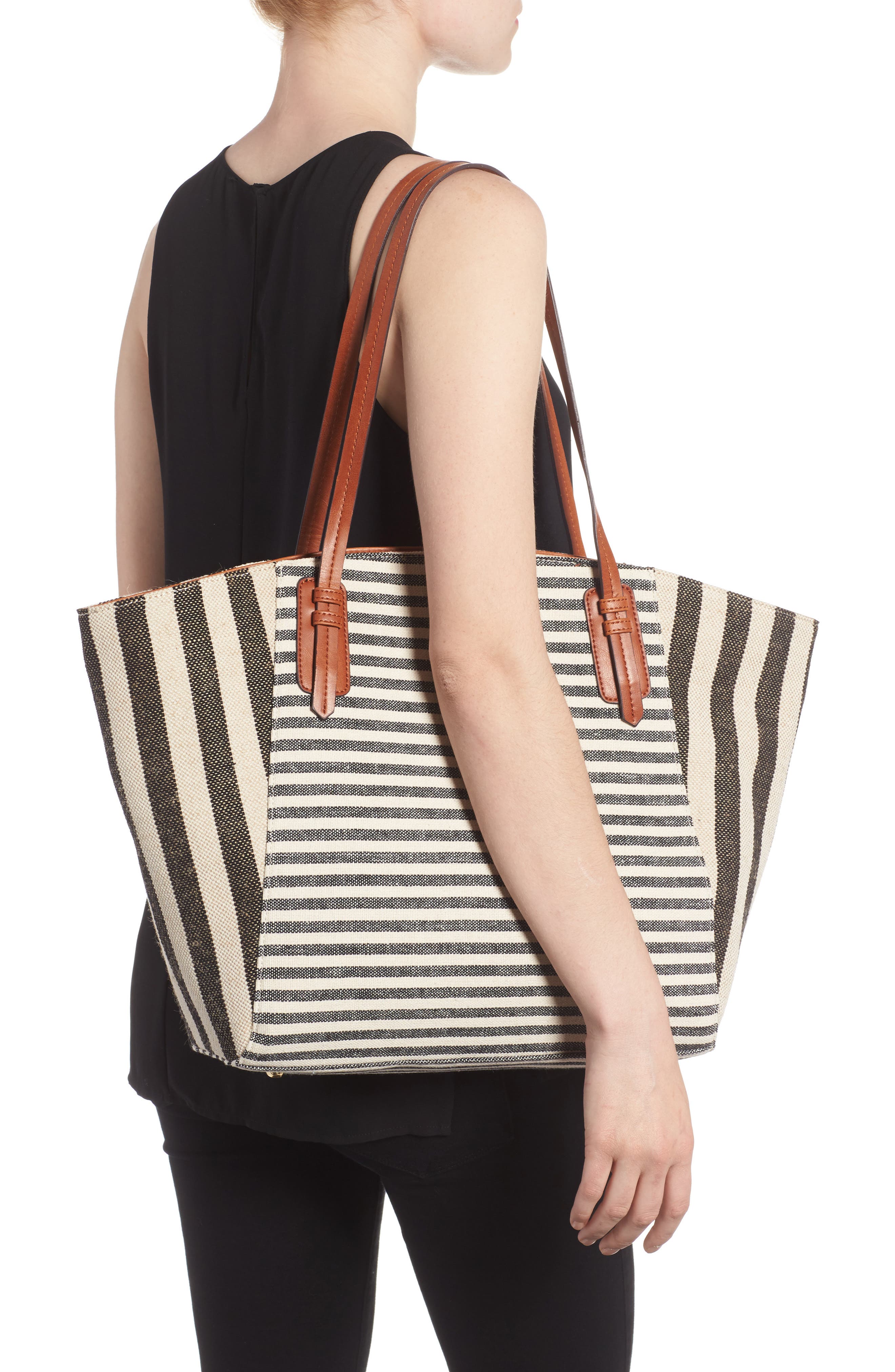 Rooney Trapeze Tote, Alternate, color, BLACK/ WHITE