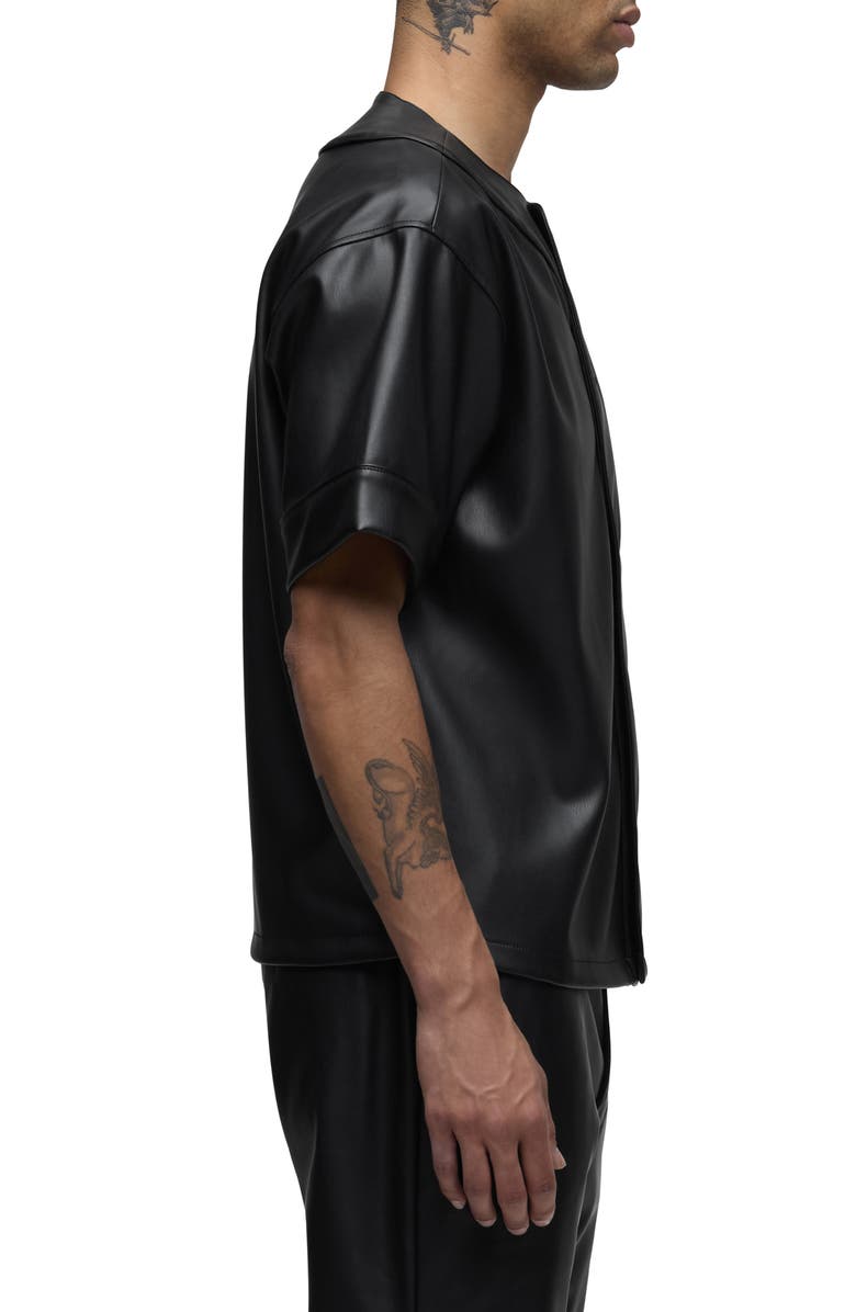 Hudson Jeans Faux Leather Baseball Jersey, Alternate, color, Black