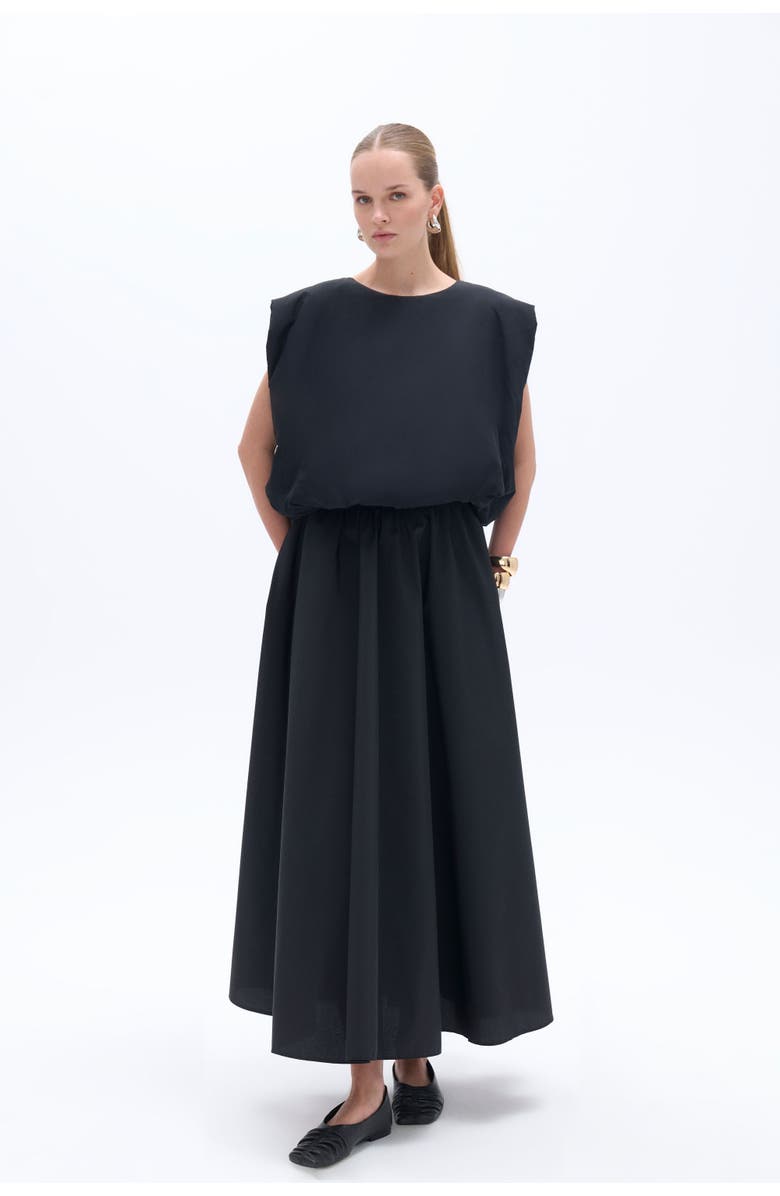 Nocturne Taffeta Crewneck Blouse, Alternate, color,