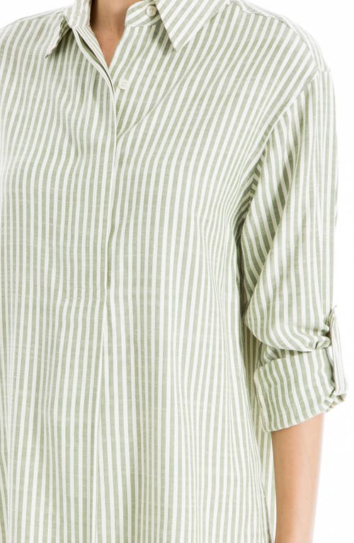 MAX STUDIO MAX STUDIO STRIPE OVERSIZE LONG SLEEVE BUTTON-UP TUNIC 