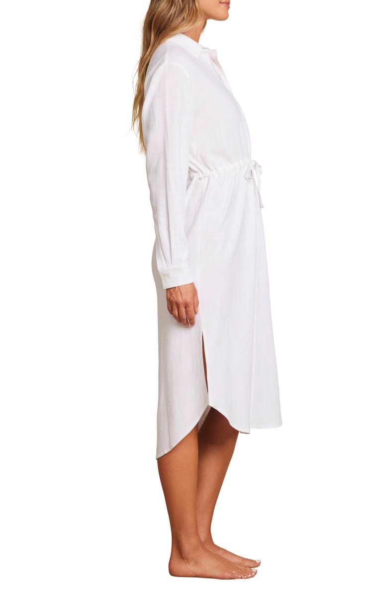 Barefoot Dreams<sup>®</sup> Malibu Collection<sup>®</sup> Long Sleeve Sleep Shirtdress, Alternate, color, White