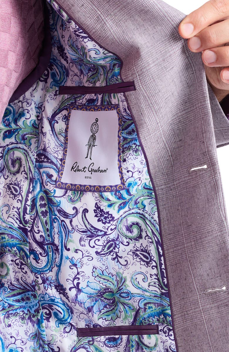 Robert Graham Salford Contemporary Fit Light Purple Plaid Sport Coat, Alternate, color, Light Purple