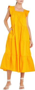 English Factory Ruffle Detail Midi Dress