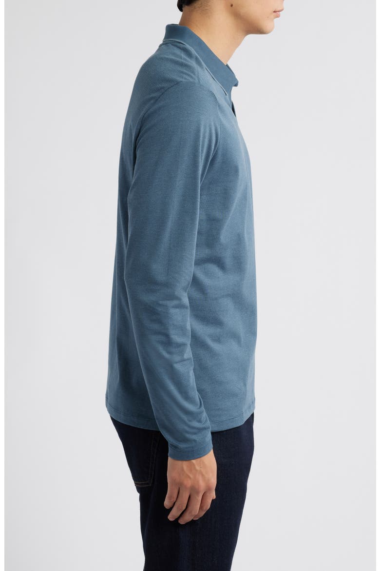Wardlow Tonal Stripe Long Sleeve Cotton Blend Polo, Alternate, color, TEAL