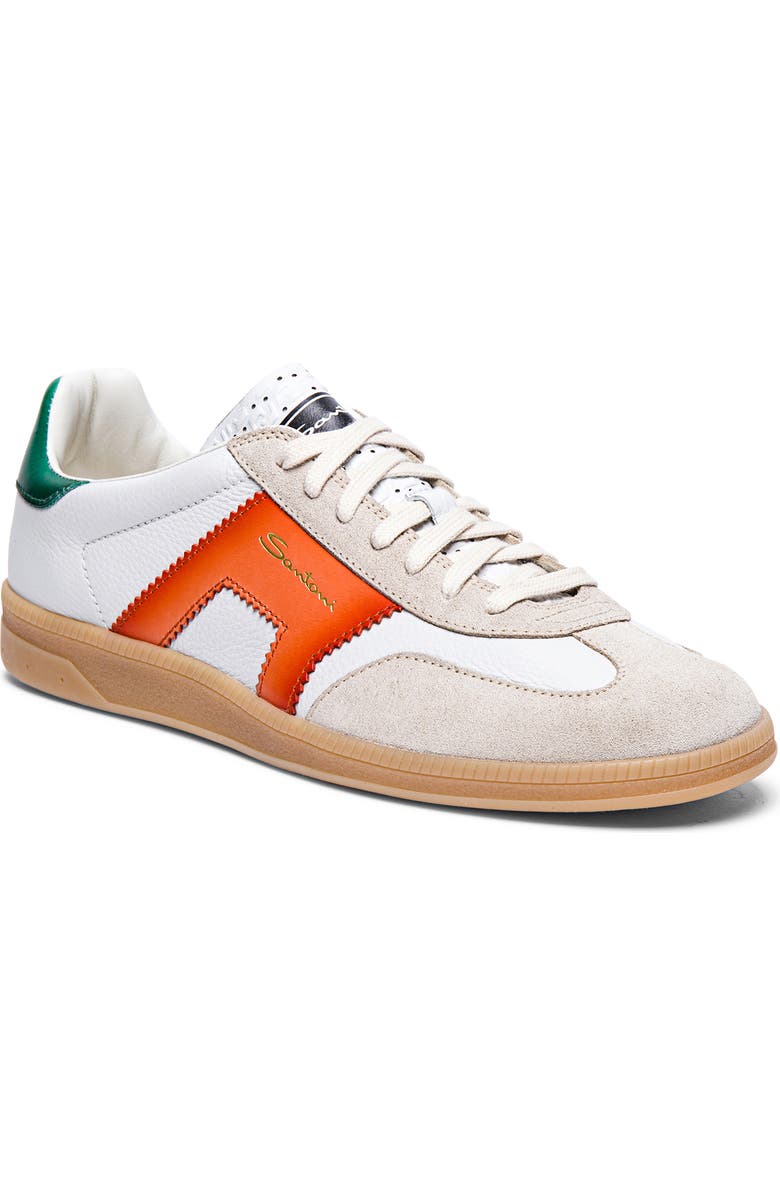 Santoni Olympic Low Top Sneaker, Main, color, White Orange Green