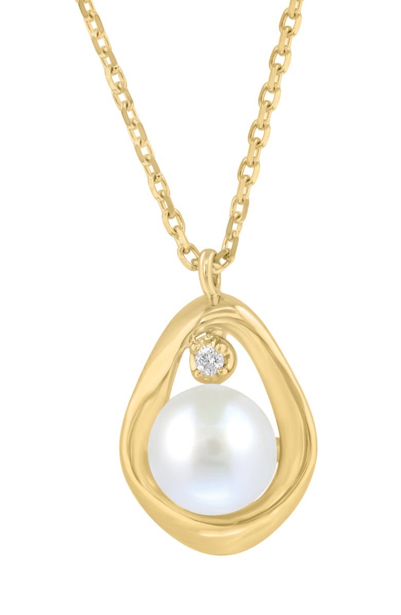 EFFY Diamond & Freshwater Pearl Necklace, Alternate, color, Gold/ Diamond/ Pearl
