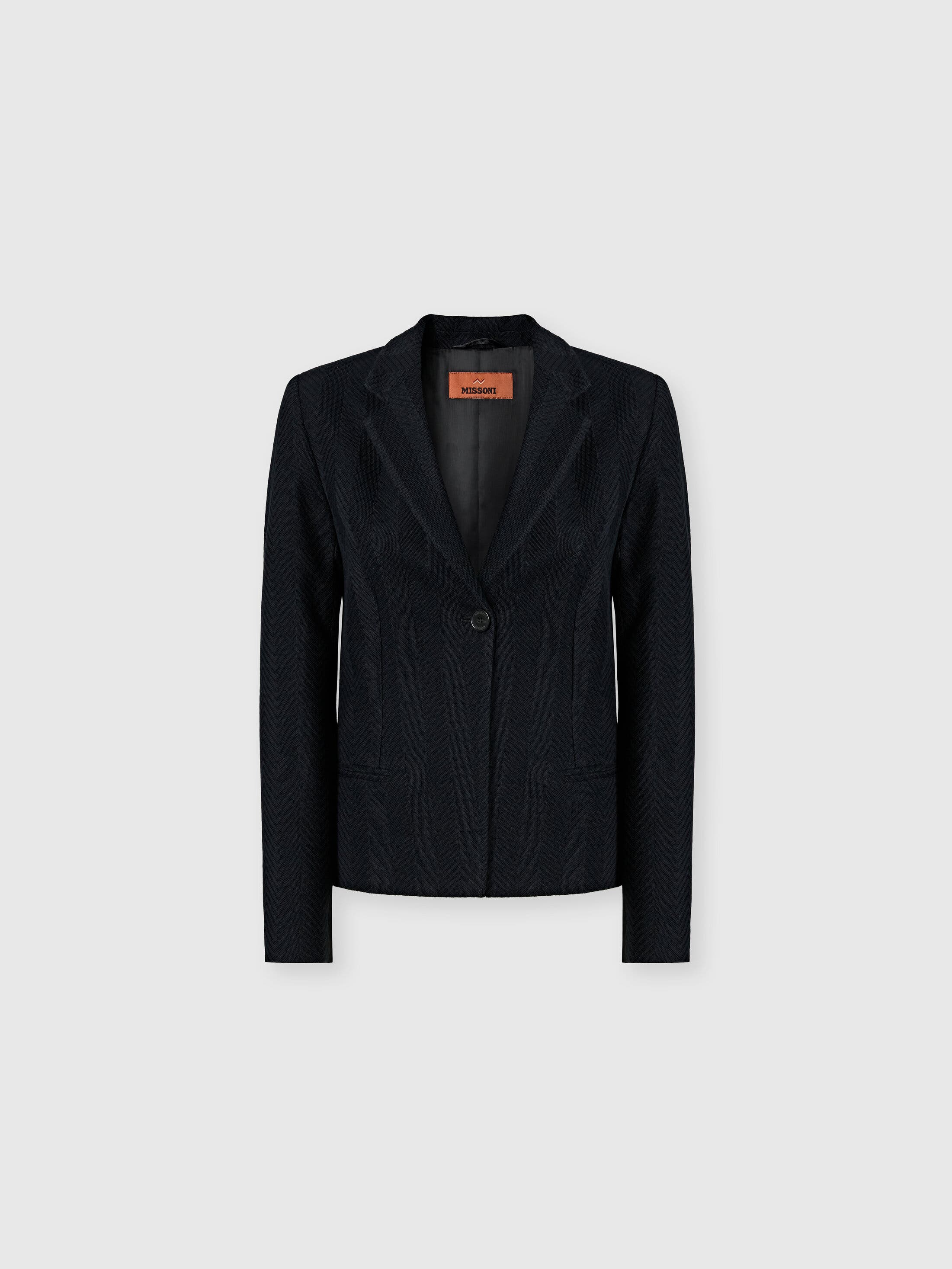 Single-breasted Blazer In Cotton And Viscose Tone-on-tone Zig Zag